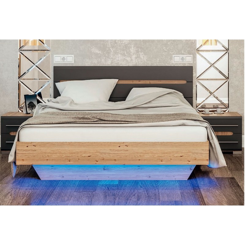 Ліжко Світ Меблів Бянко (без вкладу) 160х200 см з підсвіткою, артизан/графіт