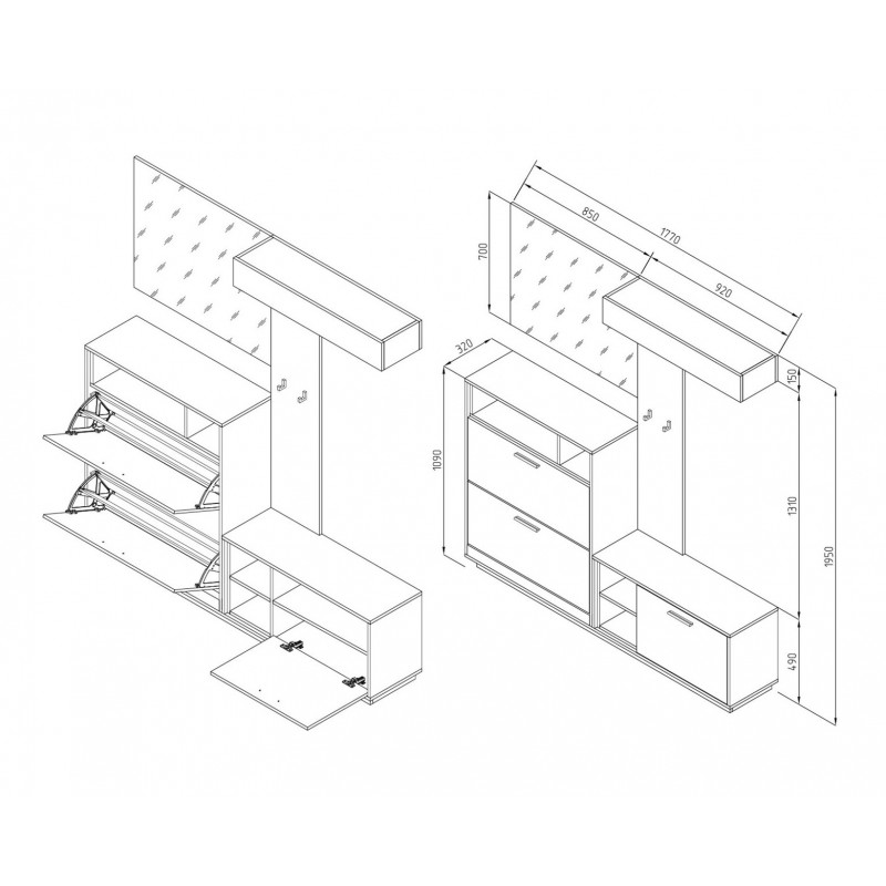 Передпокій Хайді Дуб артизан / Антрацит Світ Меблів