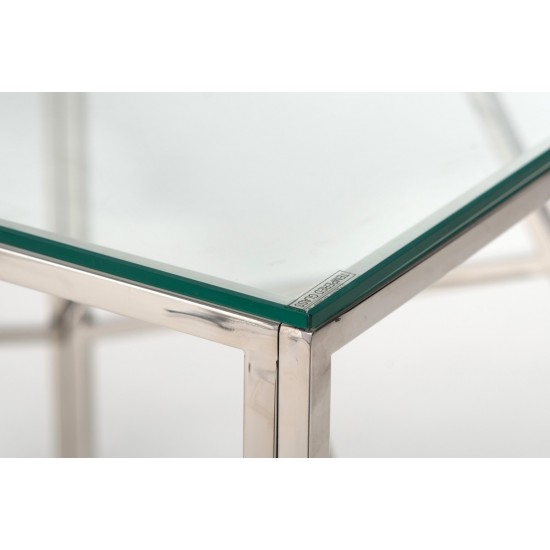 Журнальний стіл CF-2 прозорий + срібло Vetro Mebel