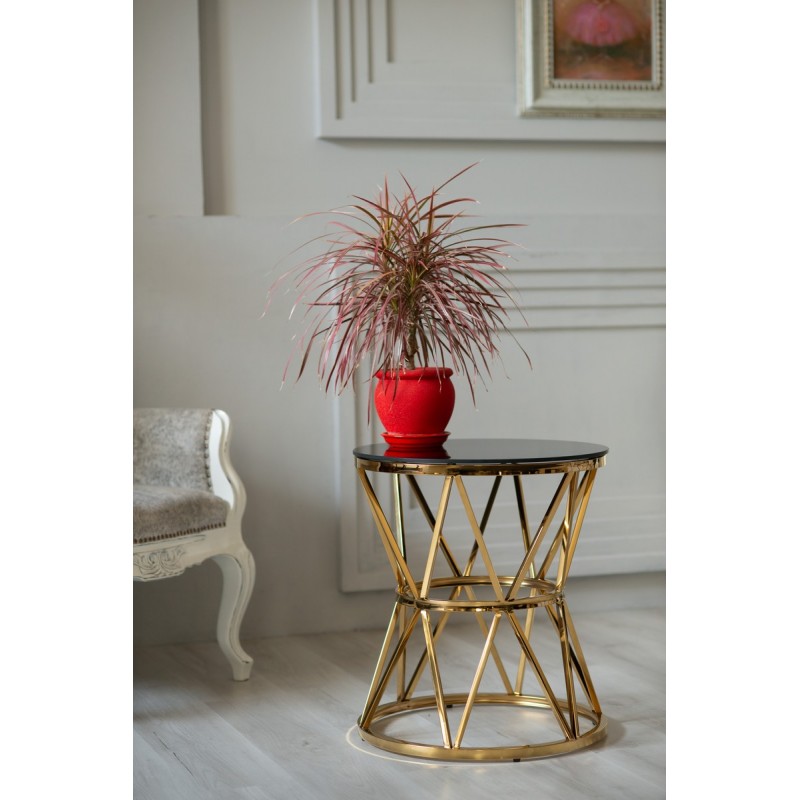 Журнальний стіл CH-1 чорний + золото Vetro Mebel