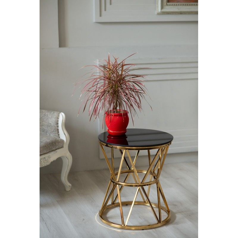 Журнальний стіл CH-1 чорний + золото Vetro Mebel