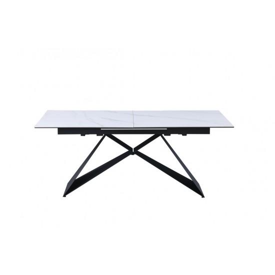 Керамічний стіл Бруно TML-880 білий мармур + чорний Vetro Mebel