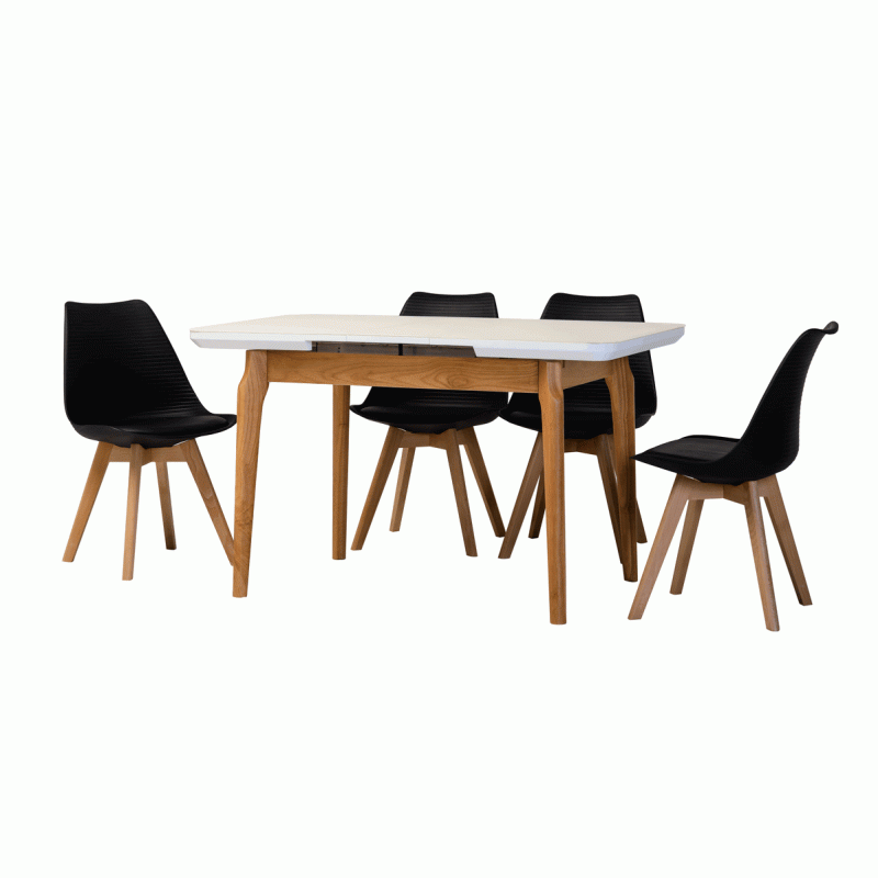 Стіл МДФ + матове скло TM-72 білий Vetro Mebel