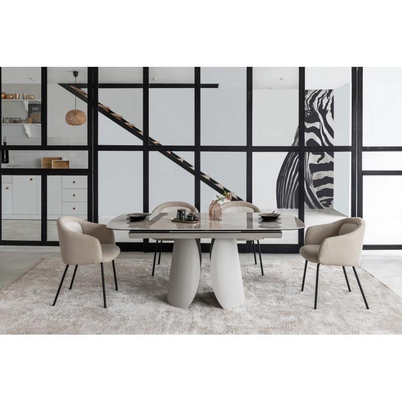 Стілець M-242 кокосове молоко + чорний 
Vetro