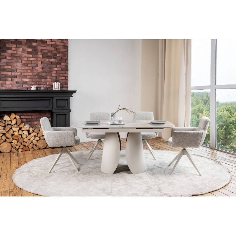 Стілець поворотний R-185 сивий + білий 
Vetro