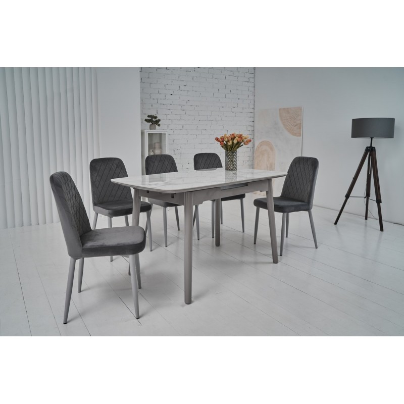 Керамічний стіл TM-84 каса вайт + сірий Vetro Mebel