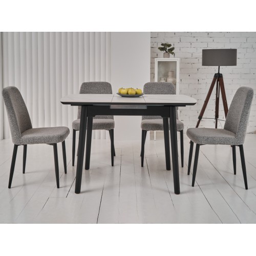 Керамічний стіл TM-87-1 білий мармур + чорний Vetro Mebel