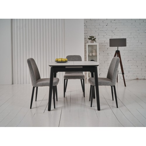 Керамічний стіл TM-87-1 білий мармур + чорний Vetro Mebel