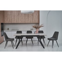 Керамічний стіл Тео TML-895 б'янко карарра + чорний Vetro Mebel