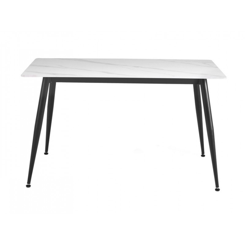 Обідній керамічний стіл TM-100 білий мармур + чорний Vetro Mebel