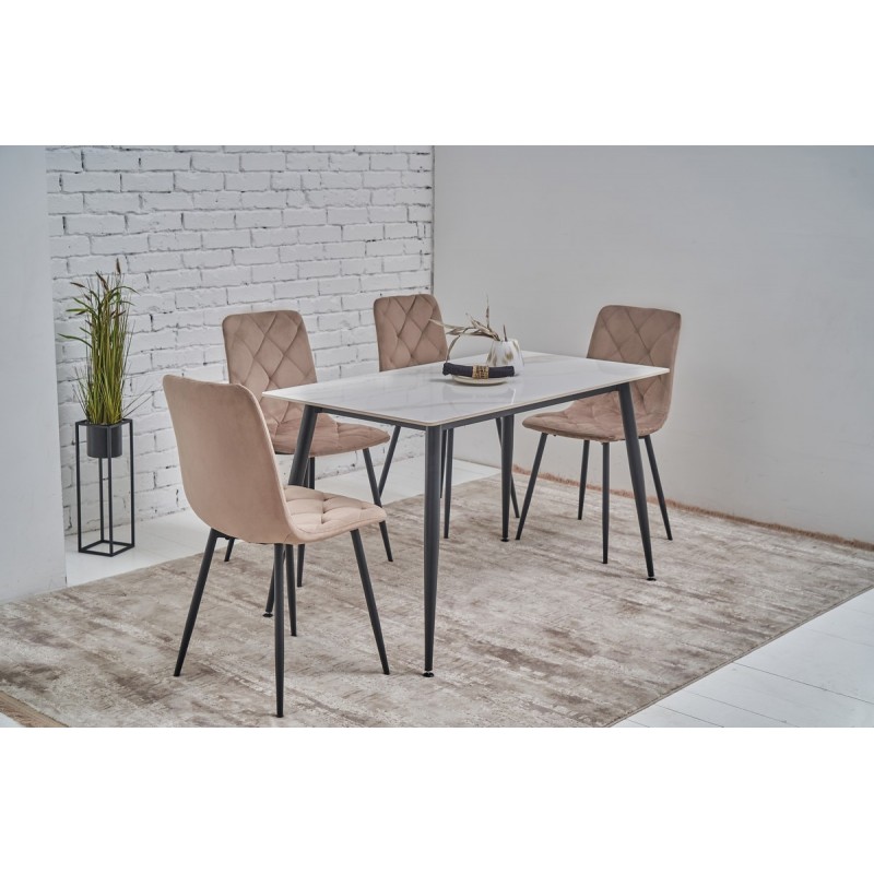 Обідній керамічний стіл TM-100 олімпо вайт + чорний 
Vetro Mebel