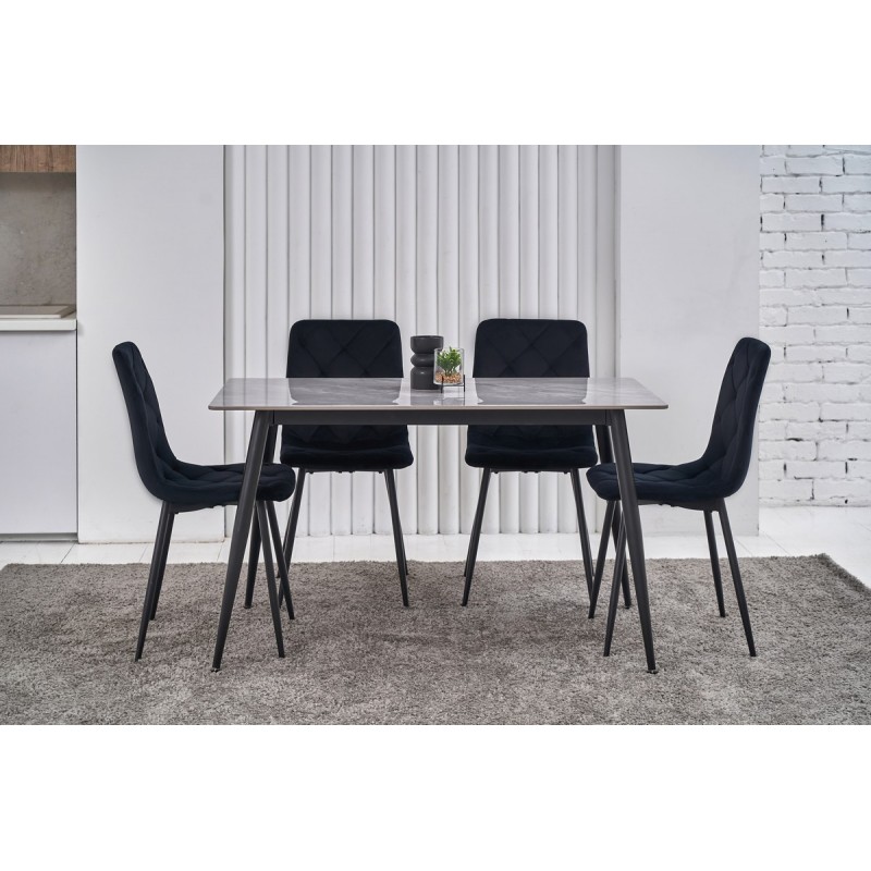 Обідній керамічний стіл TM-100 ребекка грей + чорний Vetro Mebel