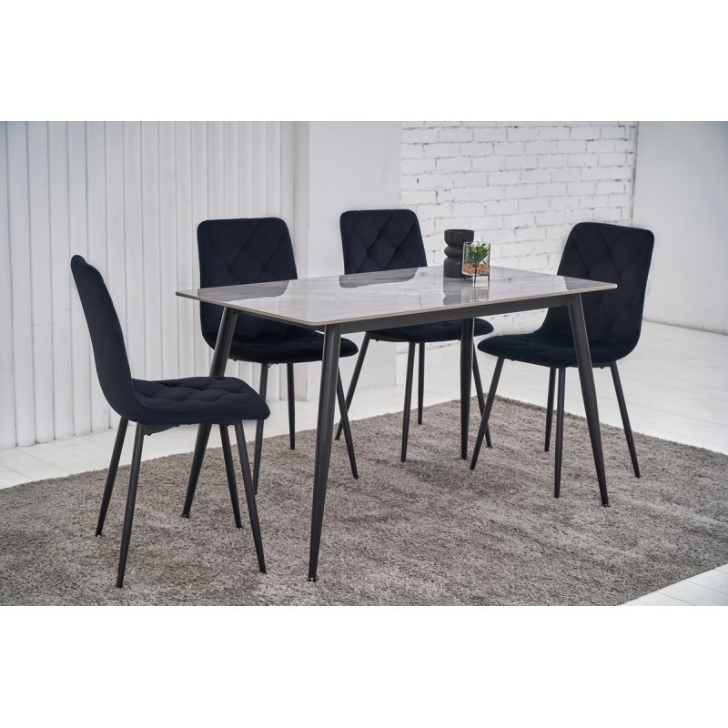 Обідній керамічний стіл TM-100 ребекка грей + чорний Vetro Mebel