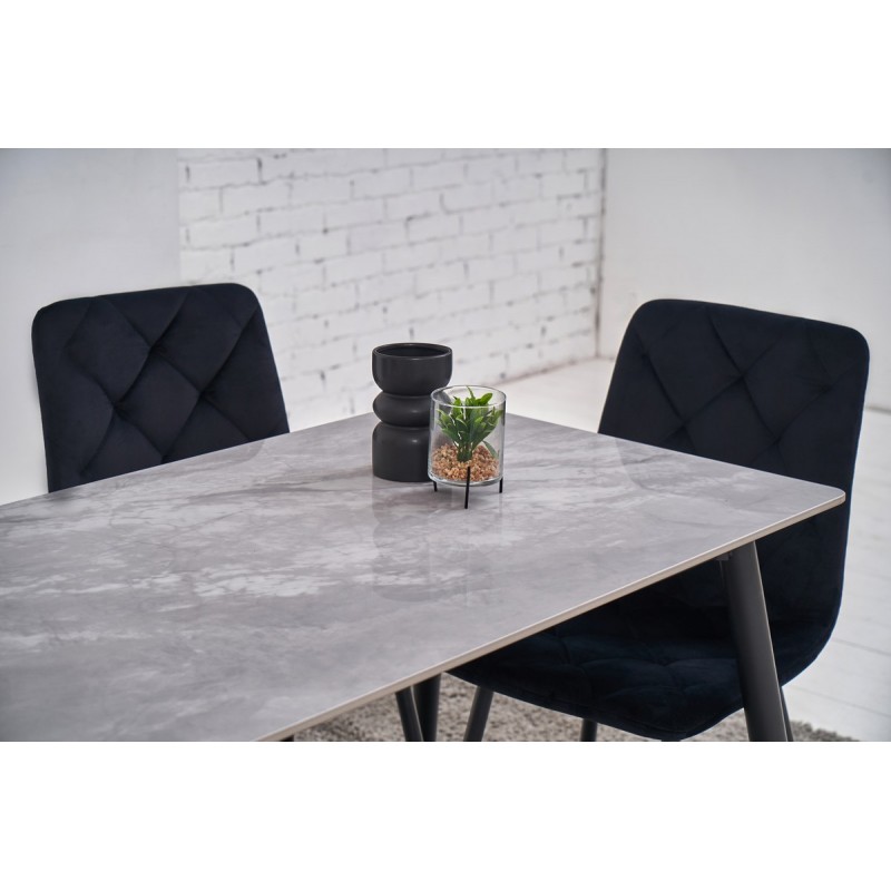 Обідній керамічний стіл TM-100 ребекка грей + чорний Vetro Mebel