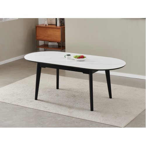 Керамічний стіл TM-126 білий мармур + чорний 
Vetro