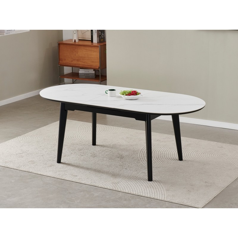 Керамічний стіл TM-126 білий мармур + чорний 
Vetro