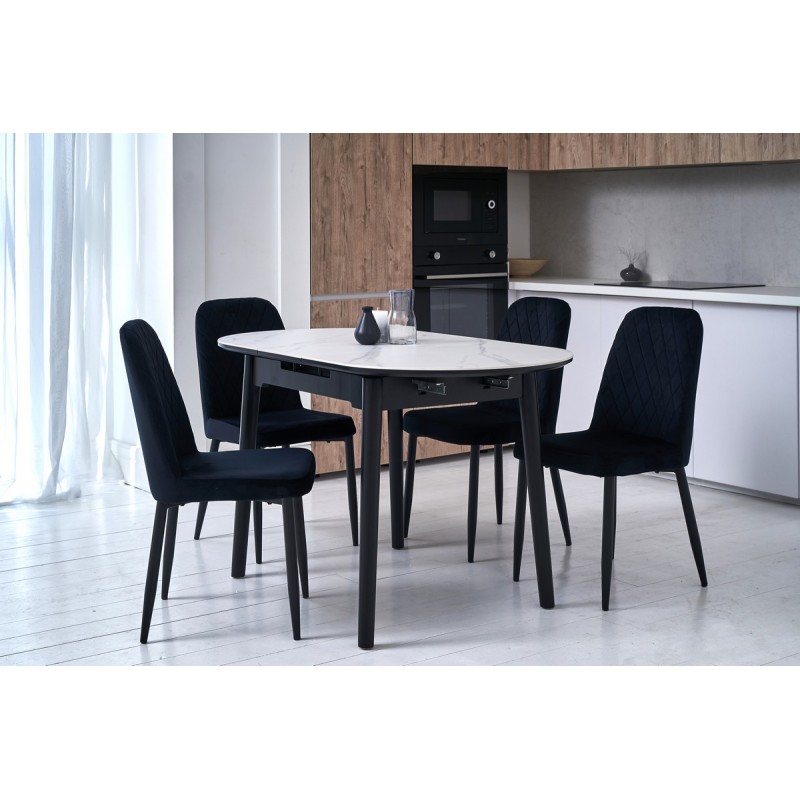 Керамічний стіл TM-85 білий мармур + чорний 
Vetro Mebel