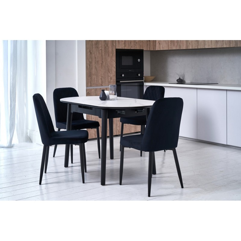 Керамічний стіл TM-85 білий мармур + чорний 
Vetro Mebel