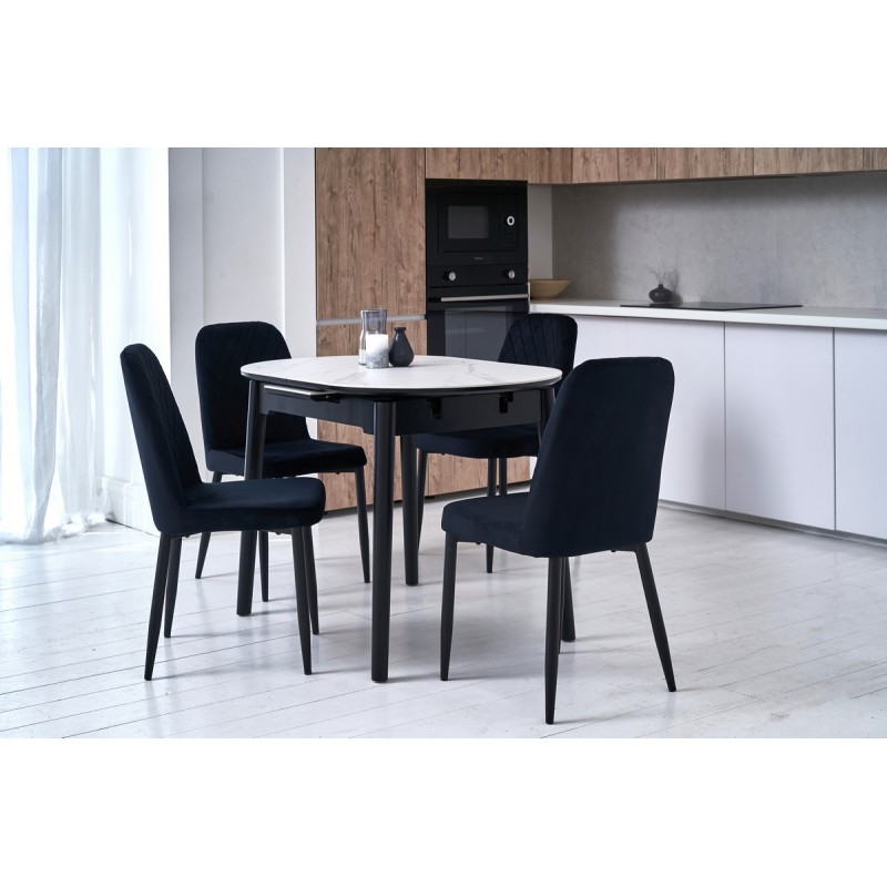 Керамічний стіл TM-85 білий мармур + чорний 
Vetro Mebel