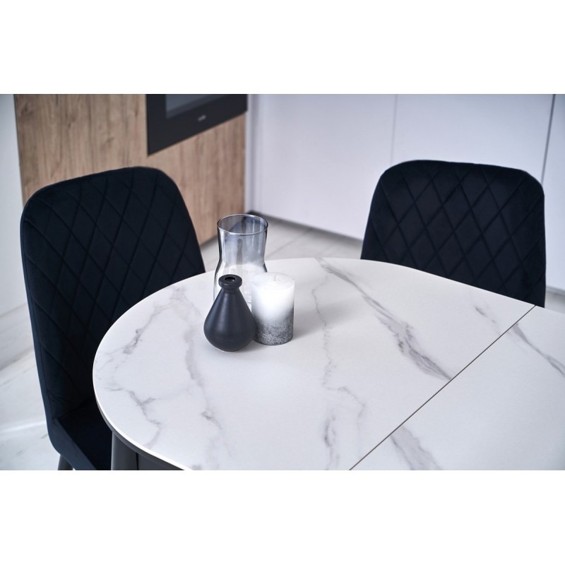 Керамічний стіл TM-85 білий мармур + чорний 
Vetro Mebel