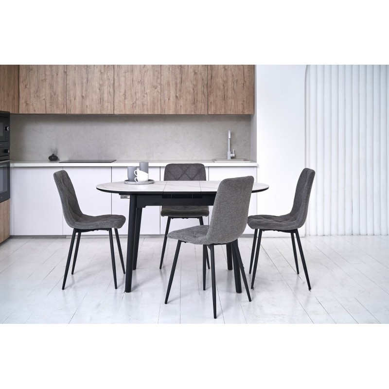 Керамічний стіл TM-85 білий мармур + чорний 
Vetro Mebel