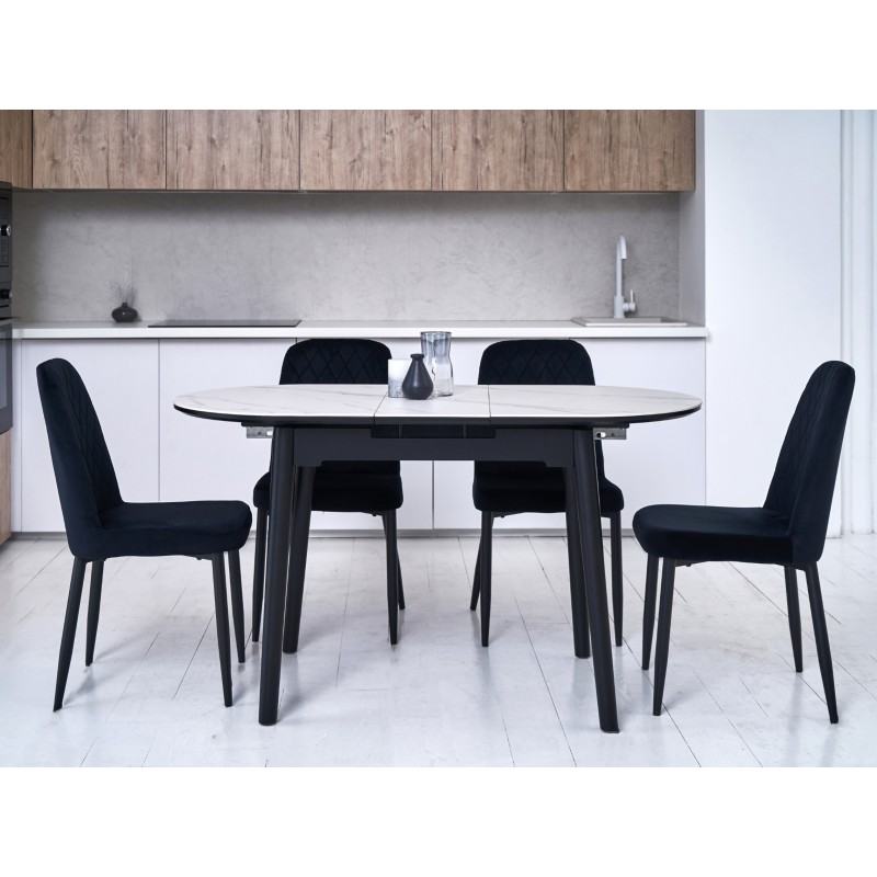 Керамічний стіл TM-85 білий мармур + чорний 
Vetro Mebel