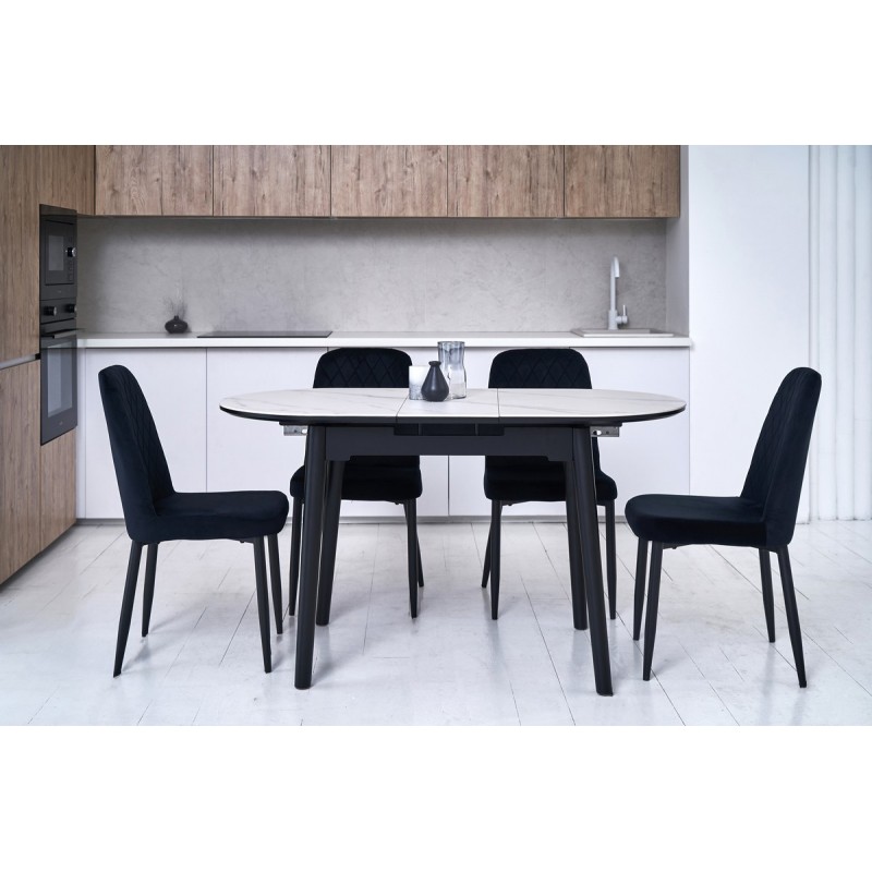 Керамічний стіл TM-85 білий мармур + чорний 
Vetro Mebel