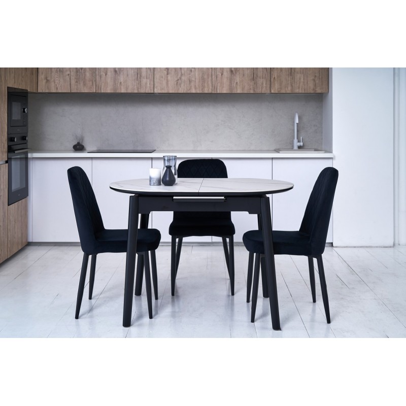 Керамічний стіл TM-85 білий мармур + чорний 
Vetro Mebel