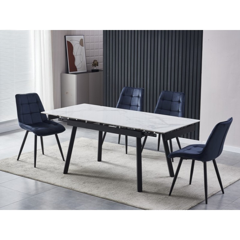 Керамічний стіл TM-88-1 вайт клауд + чорний Vetro Mebel