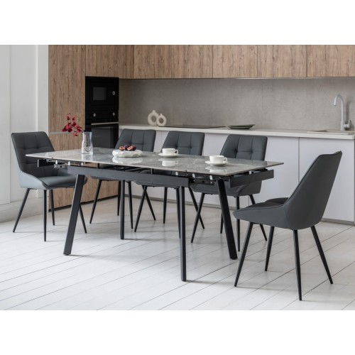 Керамічний стіл TM-98-1 б'янко каррара грей + чорний 
Vetro Mebel