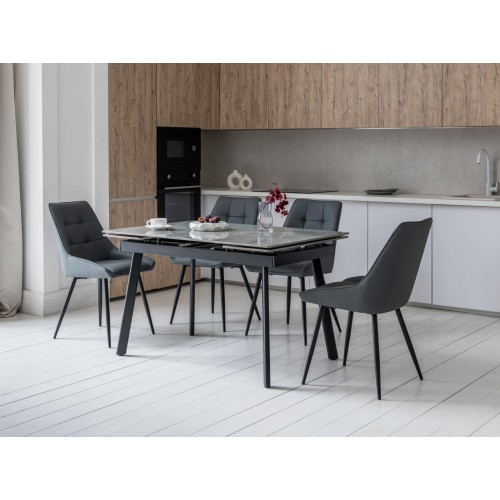 Керамічний стіл TM-98-1 б'янко каррара грей + чорний 
Vetro Mebel