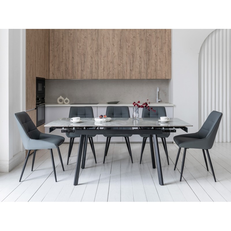 Керамічний стіл TM-98-1 б'янко каррара грей + чорний 
Vetro Mebel