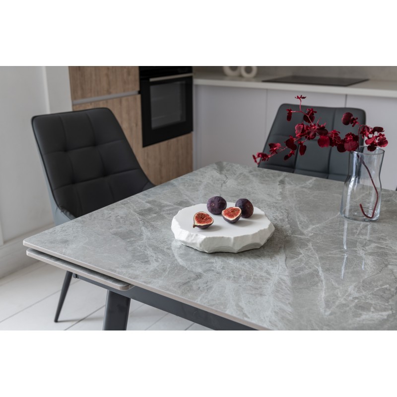 Керамічний стіл TM-98-1 б'янко каррара грей + чорний 
Vetro Mebel