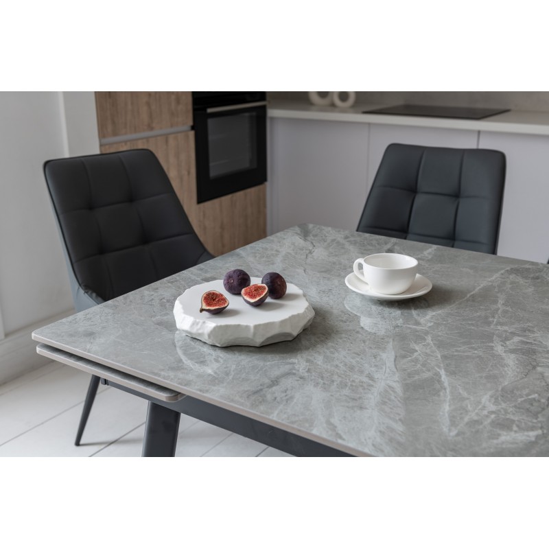 Керамічний стіл TM-98-1 б'янко каррара грей + чорний 
Vetro Mebel