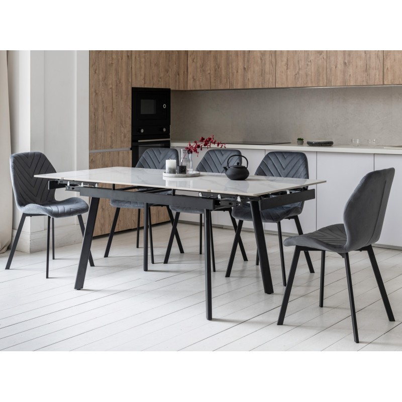 Керамічний стіл TM-98-1 білий мармур + чорний 
Vetro Mebel