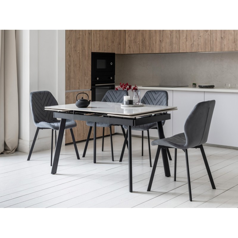 Керамічний стіл TM-98-1 білий мармур + чорний 
Vetro Mebel