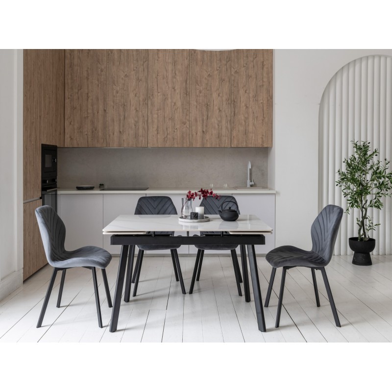 Керамічний стіл TM-98-1 білий мармур + чорний 
Vetro Mebel