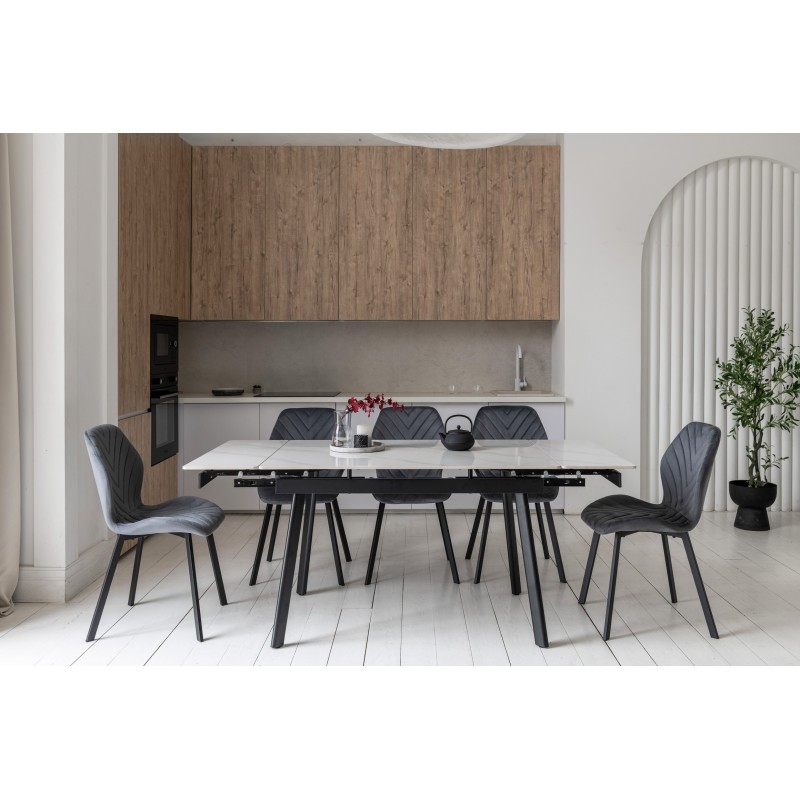 Керамічний стіл TM-98-1 білий мармур + чорний 
Vetro Mebel