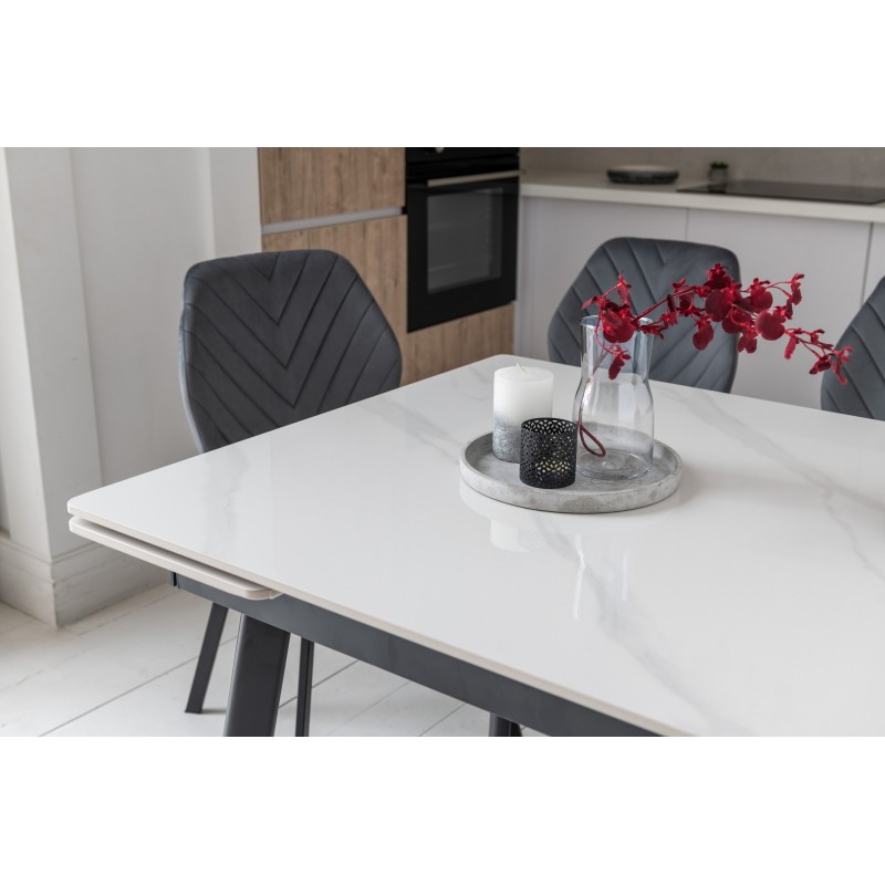 Керамічний стіл TM-98-1 білий мармур + чорний 
Vetro Mebel