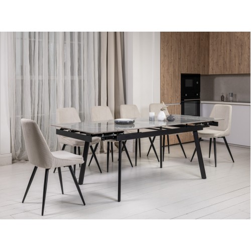 Керамічний стіл TM-98 б'янко каррара грей + чорний 
Vetro Mebel