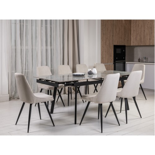 Керамічний стіл TM-98 б'янко каррара грей + чорний 
Vetro Mebel