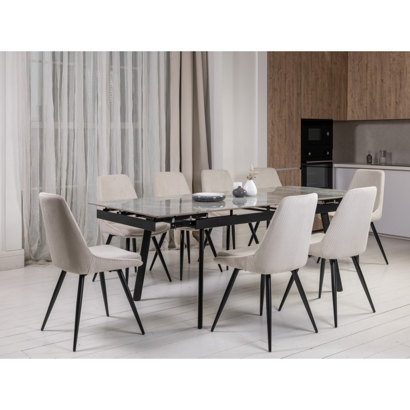 Керамічний стіл TM-98 б'янко каррара грей + чорний 
Vetro Mebel