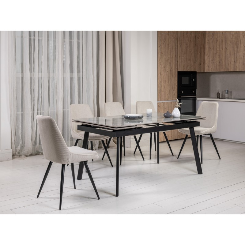 Керамічний стіл TM-98 б'янко каррара грей + чорний 
Vetro Mebel