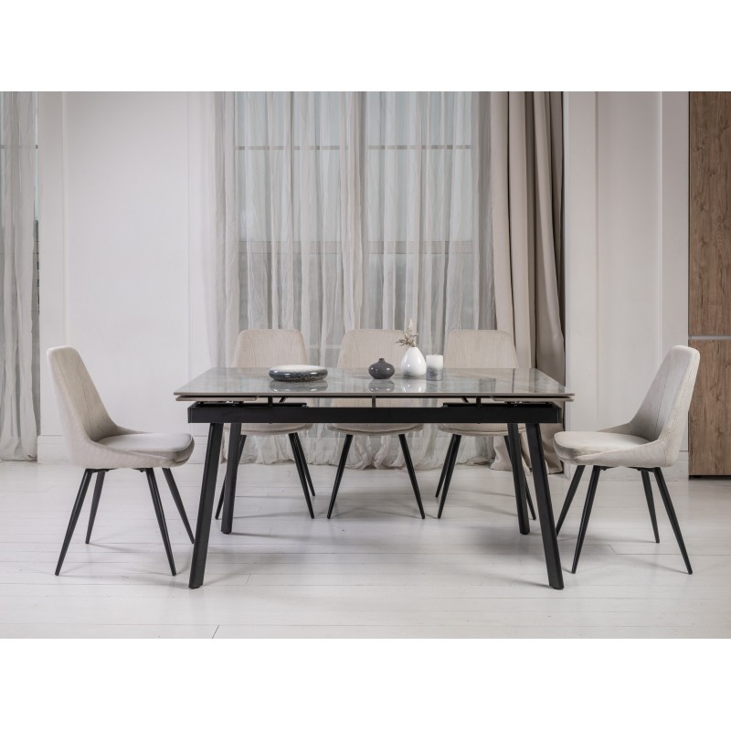 Керамічний стіл TM-98 б'янко каррара грей + чорний 
Vetro Mebel