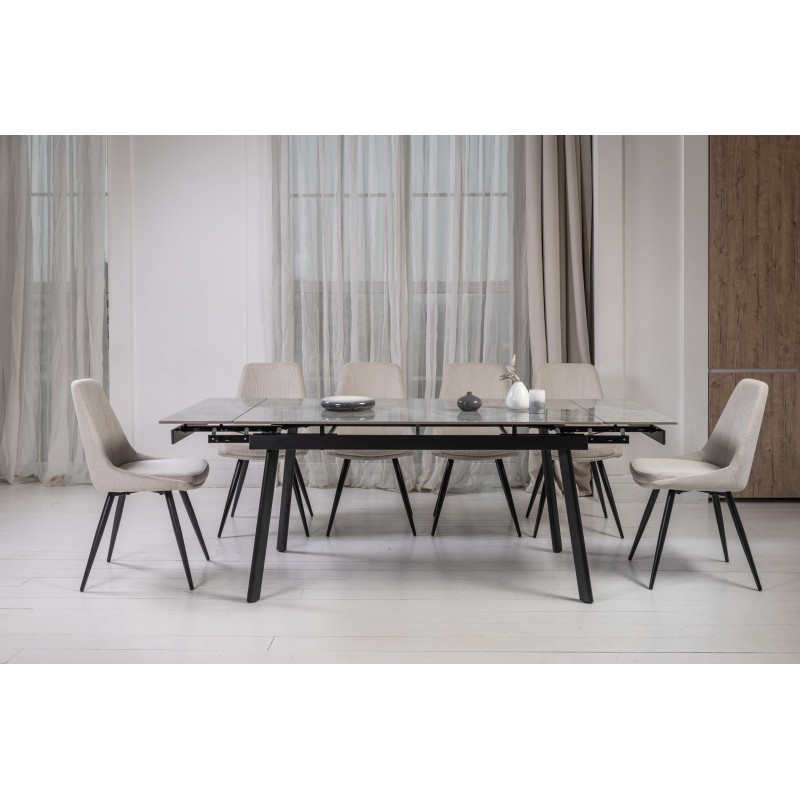 Керамічний стіл TM-98 б'янко каррара грей + чорний 
Vetro Mebel