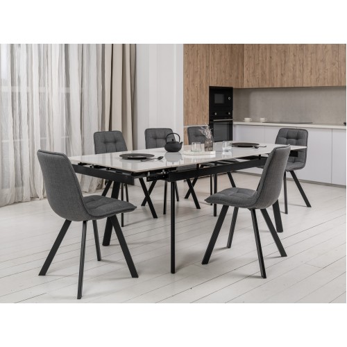 Керамічний стіл TM-98 білий мармур + чорний 
Vetro Mebel