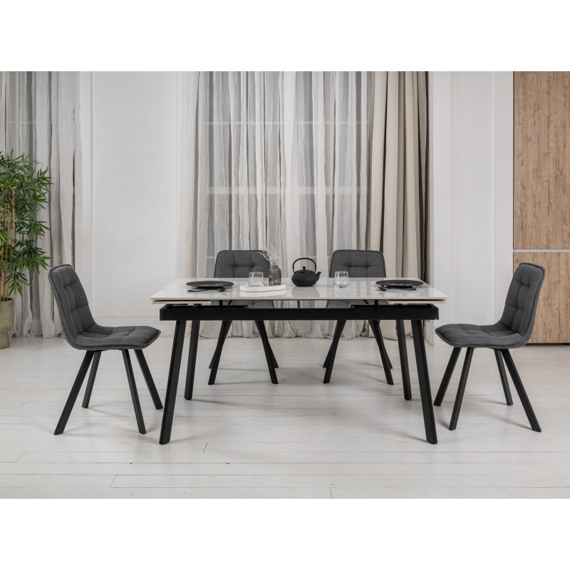 Керамічний стіл TM-98 білий мармур + чорний 
Vetro Mebel