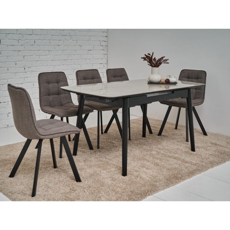 Керамічний стіл  TM-76 калакатта мармур + чорний Vetro Mebel