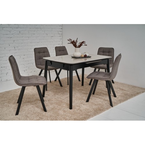 Керамічний стіл  TM-76 калакатта мармур + чорний Vetro Mebel