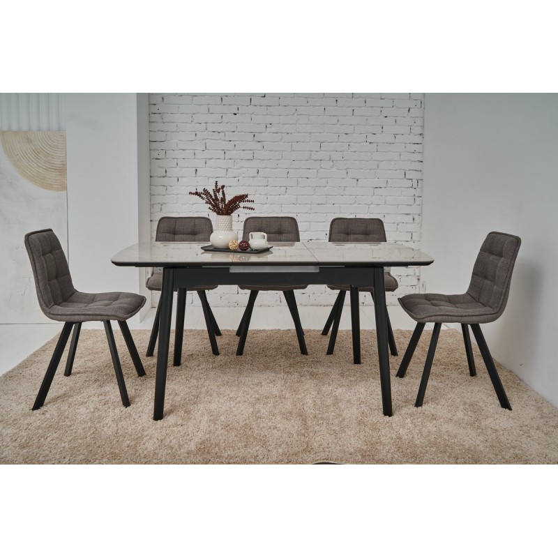 Керамічний стіл  TM-76 калакатта мармур + чорний Vetro Mebel